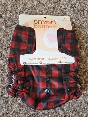 Smart Bottoms RedBlack Plaid Adjustable Cloth Diaper Cover-One Size(10lb-35lbs+)